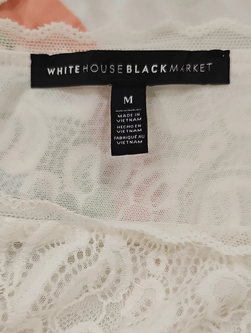 NWOT White House Black Market Ivory Lace Boatneck Top Medium